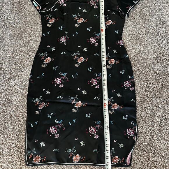 Handmade Black Japanese Traditional Cheongsam Kimono Dress- 40-Approx. 4-6 - Picture 9 of 11